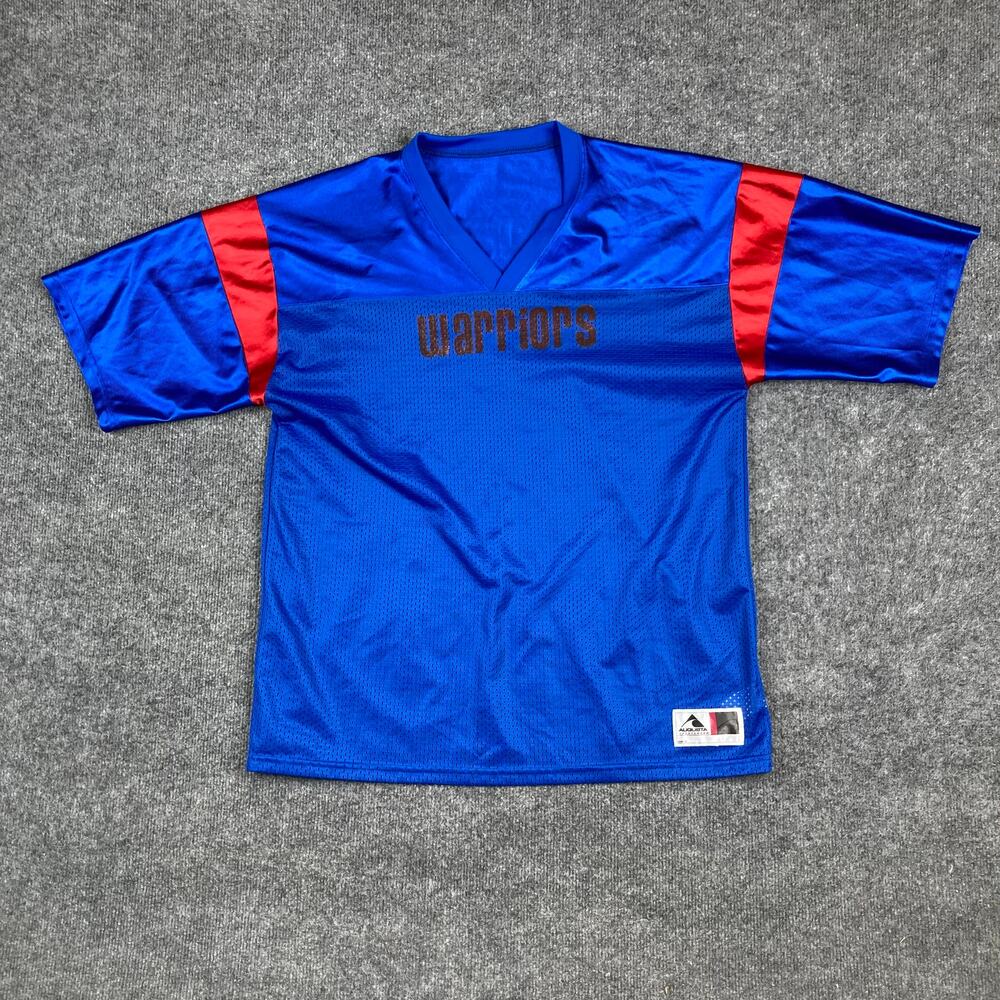 Augusta Warriors Jersey Mens Size L Blue Red‎ Mesh Football Shirt Athletic Retro